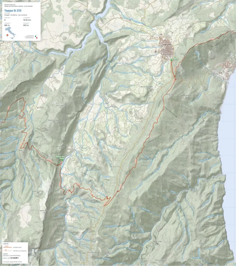 Tappa SI Z13 - Da Dorgali a Sa Barva - Mappa Digitale Sentiero Italia